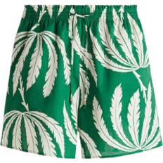 H&M Printed Drawstring Shorts - Green/Palm Trees