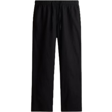 H&M Linen Blend Trousers in Relaxed Fit - Black