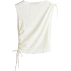 Boat Neck Tops H&M Drawstring Detail Top - Cream