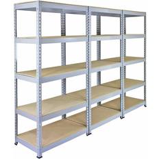 Metal Shelves MonsterShop 3 x Q-Rax Grey Shelving System 90x182.5cm 3pcs