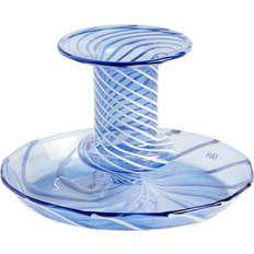 Glass Candle Holders Hay Flare Stripe Light Blue Candle Holder 7.5cm