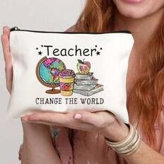 Multicoloured Toiletry Bags & Cosmetic Bags Shein Teacher Gifts To Best Teacher Ever Letter Print - Makeup