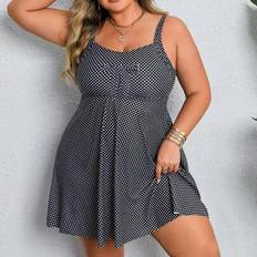 Polka Dots Tankinis Shein Plus Size Women Polka Dot Tankini Swimsuit Set - Summer