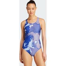 Adidas Polyester Swimsuits adidas Tie-Dyed Graphic V-Back Swimsuit - Semi Lucid Blue/White