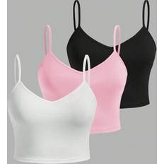 Shein 3pcs Women Casual Solid Color Camisoles Fitted Tank Tops - Summer