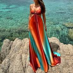 Shein Sexy Gradient Color Island Style Spaghetti Strap Dress - Beach Cover-Up