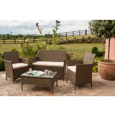 Comfy Living Economy 4 Piece Rattan Garden With Cover Option in Brown Outdoor Lounge Set
