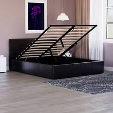 210cm Frame Beds Vida Designs Lisbon Black 5ft King Size Ottoman Faux Leather Frame Bed