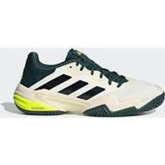 Beige - Men Racket Sport Shoes adidas Barricade 13 Tennis Shoes - Off White/Core Black/Powder Teal