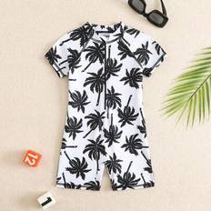 6-9M Bathing Suits Children's Clothing Shein Baby Boy Coconut Tree Print One-Piece Swimsuit