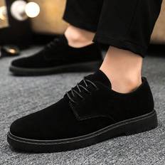 Oxford Shein Men's Formal Dress Shoes Low Top Casual Business Oxfords Lace-Up Asymmetrical - Black