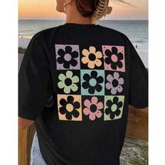 Florals T-shirts Shein Plus Size Women Floral Print Round Neck Short Sleeve Casual T-Shirt
