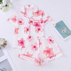 Sleepwear Shein Hawaiian Floral Print Women Pajama Set - Collared