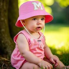 Girls Bucket Hats Children's Clothing Shein Kids 26 Letter Print Sun Hat With Adjustable Windproof Cord - Beach