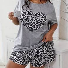 Shein Plus Size Women Sleepwear Set - Leopard Print