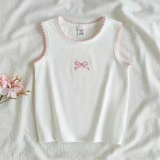 6-9M Tank Tops Children's Clothing Shein Baby Girl Bow Embroidered Round Neck Tank Top - Sports