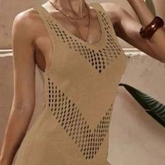 M Swimsuit Cover-Ups & Sarong Wraps Shein Hollow Out Geometric Pattern Knit Cover Up Dress - Women's
