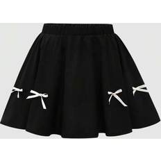 Black Skirts Shein Girls Woven Bowknot Mini Skirt - Black