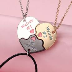 Jewellery Sets on sale Shein Girls Zinc Alloy Jigsaw Pattern Necklace Set - Colorful/Matte Gold/Black