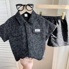 Sportswear Garment Other Sets Shein Young Boy Casual Stylish Comfortable Simple Versatile Short Sleeve Shirt & Shorts Set - Spring/Summer