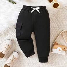 9-12M Trousers Shein Baby Boys Sporty Casual Simple Cargo Style Pants - With Pockets