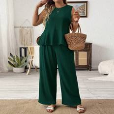 Blue - Women Suits Shein Luneh Plus-Size Women's S Summer Blue Mothers Day Crew Neck Sleeveless Top - Summer Blue