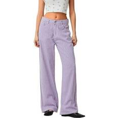 Stripes Jeans Shein Womens High Rise Jeans Retro Classic Striped Print Wide Leg Denim Pants - Boyfriend