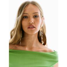 H&M Dam Blusar H&M Draped Off-The-Shoulder Top - Grün