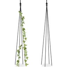 Relaxdays Växtstöd Obelisk Set om 2 120 x 16 x 16 cm Svart
