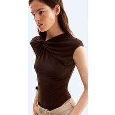 Bodys H&M Damen Tangabody Mit Twistdetail - Dunkelbraun