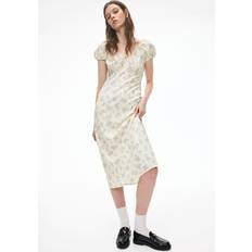 Kleider H&M Maxikleid Mit Bindebändern - Cremefarben/Geblümt
