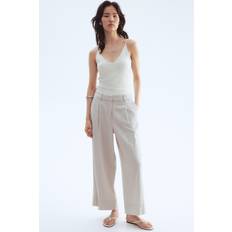 H&M Damen Weite Hose aus Leinenmix - Hellbeige