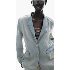 H&M Women Blazers H&M Einreihiger Blazer aus Denim Blasses - Denimblau