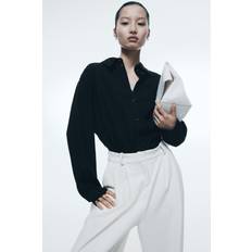 H&M Hemdbluse Aus Leinenmix - Schwarz