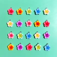 Harts Berlocker & Hängen Temu Flower Charms - Vibrant Resin Pendants - Mixed Colors