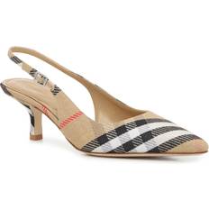 BURBERRY 関税込 チェック リネンブレンド デイムパンプス チェック リネンブレンド デイムパンプス​ (サンド