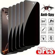 Screen Protectors Temu 5pcs Tempered Glass Privacy Screen Protector For Iphone 16 15 Pro 16e 14 13 Pro Mini 11 Xr X Xs Max