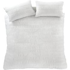 Catherine Lansfield Seersucker Duvet Cover White (220x260cm)