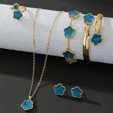 Jewellery Sets on sale Shein Dreamy Blue Charm Clover 5-Piece Jewelry Set - Dreamy Blue