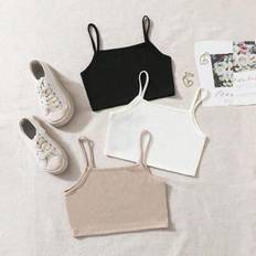 Polyester Tank Tops Shein Girls Classic Simple Comfortable Tank Tops - 3pcs