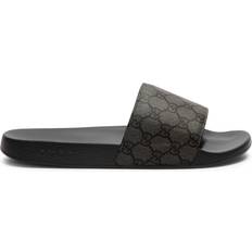 Gucci Slip-On Slides Gucci GG Supreme Canvas - Grey/Black