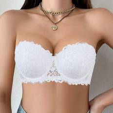 Shein Underwear Shein Lace Back Plunge Bra With Wire - Push Up
