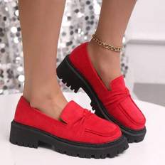 Orange Loafers Shein Chic Orange Suede Chunky Platform Loafers - Women