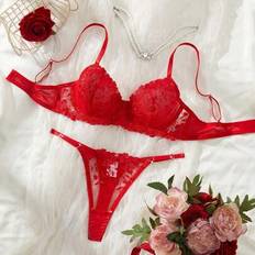 Shein Women Sexy Lingerie Set - Red Lace