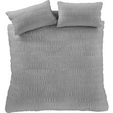 Catherine Lansfield Seersucker Duvet Cover Natural, Grey (220x230cm)