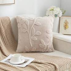 Shein Flannel Embossed Pillow 1pc Cushion Cover Beige
