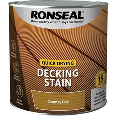 Brown - Outdoor Use Paint Ronseal Quick Drying Decking Woodstain Country Oak 2.5L