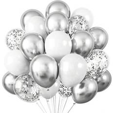 Silver Foil Balloons Shein 10-Inch Elegant White Metallic Silver Foil Balloon 24pcs