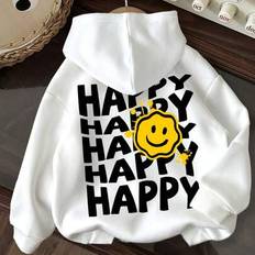 6-9M Hoodies Children's Clothing Shein Mode Flare Wear Baby Boys Casual Simple Smile Pattern Knitted Soft Hoodie Sweatshirt - Autumn