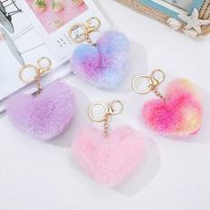 Shein Heart Plush Bag Pendant Charm - Multicolor